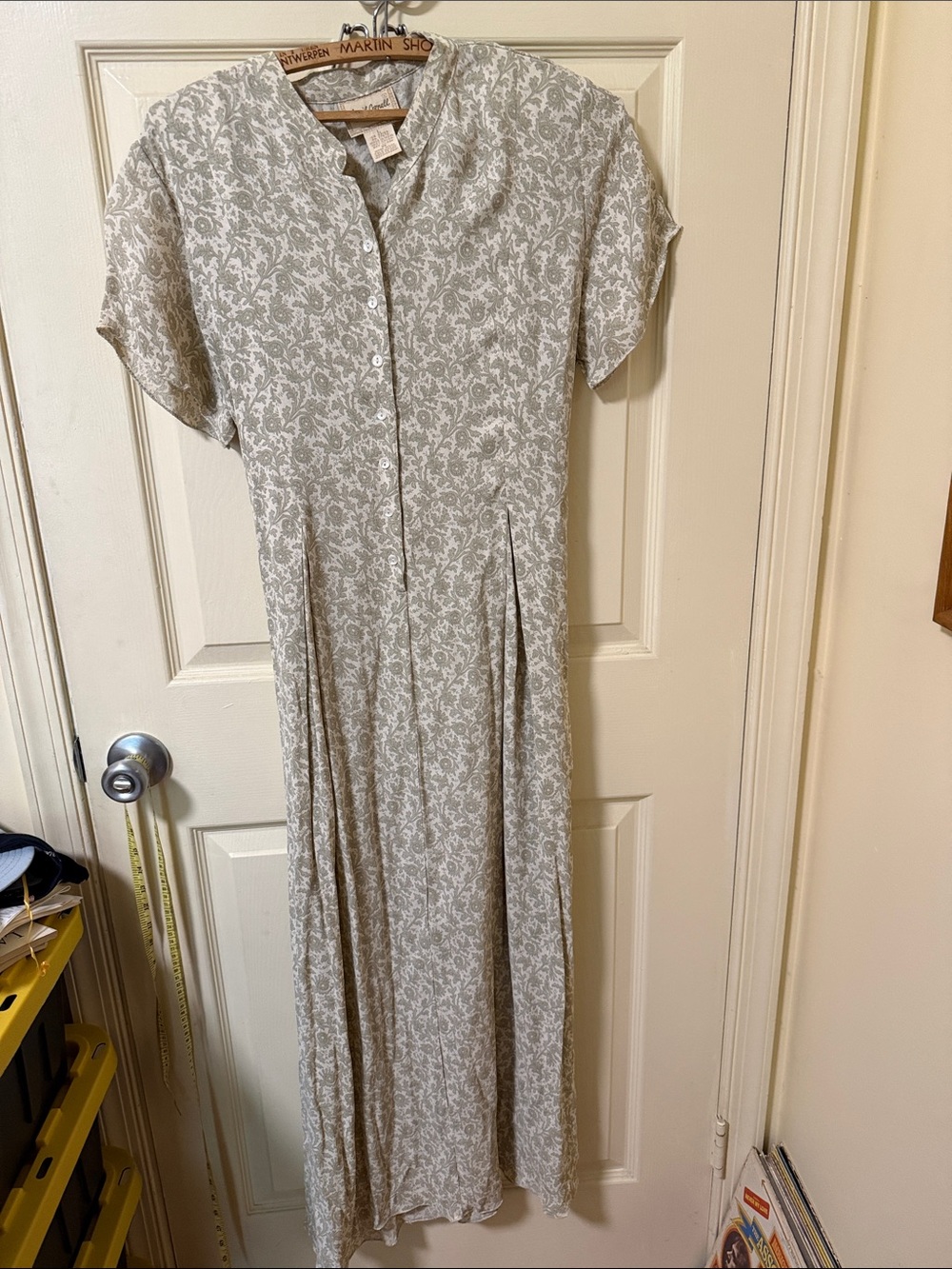 April Cornell Cream and Light Gray Floral Maxi Dress